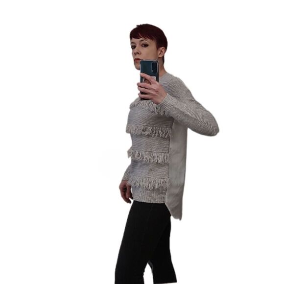 Anthropologie fringe mixed materials sweater XS - Picture 9 of 9